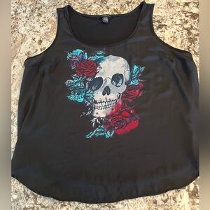 3X TORRID Plus SizeTank Top Shirt Black Blue Pink Skulls Sleeveless Sheer Womens